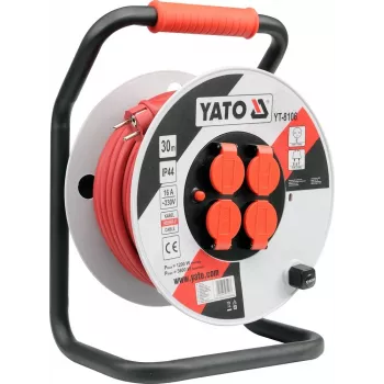 Yato YT-8106 Prailginimo laidas 30 m 4 AC lizdai Viduje/Lauke Juoda/Raudona/Balta