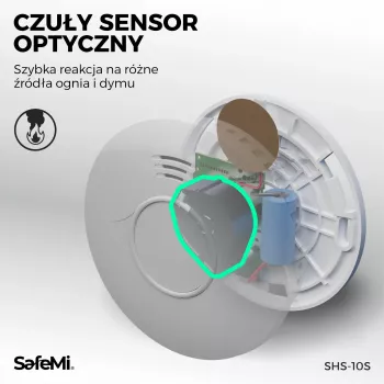 SAFEMI SHS-10W WiFi dūmų detektorius - fotoelektrinis, 85dB, Tuya Smart, 2 metų baterija, EN14604
