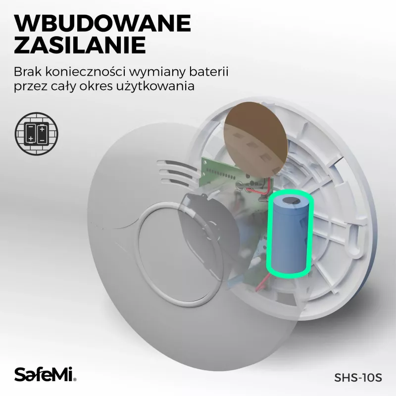 SAFEMI SHS-10W WiFi dūmų detektorius - fotoelektrinis, 85dB, Tuya Smart, 2 metų baterija, EN14604