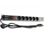 GETFORT LGF-06-Z 19 colių 1U 6 lizdų Schuko maitinimo paskirstymo įrenginys (PDU) - 1,8 m kabelis, 16 A, 230 V, juodas