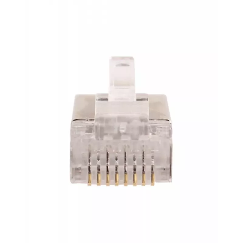 GETFORT RJ45 Cat.6 Shielded Connector 8P8C (100 vnt.) - Auksuotas, permatomas