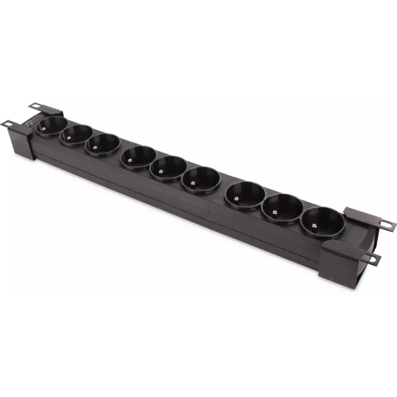 Getfort GF-9R30/IEC 1U 19 colių stovo PDU su 9x IEC C13 lizdais, 16A, 3m kabeliu, juoda