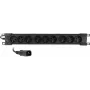 Getfort GF-9R30/IEC 1U 19 colių stovo PDU su 9x IEC C13 lizdais, 16A, 3m kabeliu, juoda