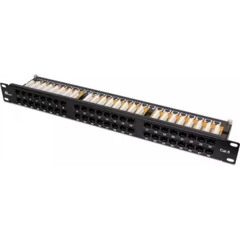 Patch Panel UTP Cat.6 48 Portų 2U 19 inch Montuojamas į Stovą Juodas GETFORT PGF-6UTP48-B9