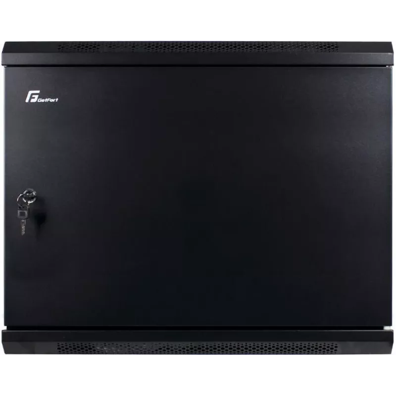 GETFORT 19 inch CALI 9U 600x450 Sieninis stovo korpusas su vientisomis plieninėmis durimis, juodas (RAL 9005)