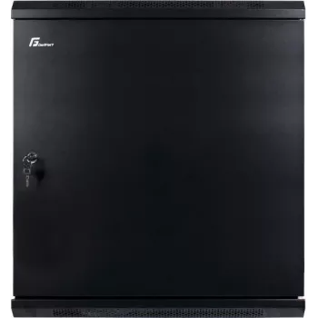 GETFORT 19 inch sieninis stovo korpusas 12U 600x600 mm su vientisomis plieninėmis durimis, juodas
