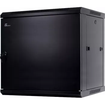 GETFORT 19 inch sieninis stovo korpusas 12U 600x600 mm su vientisomis plieninėmis durimis, juodas