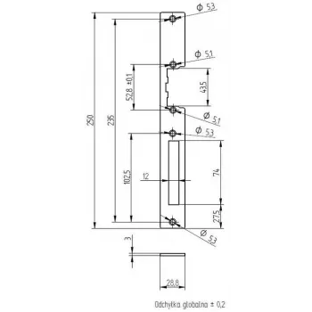 ELEKTRA-PLUS Eskutšonas įlaidinėms spynoms, cinkuotas, 200x20 mm