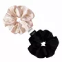 GLOV Satin Scrunchies Plaukų Gumelės Vidutinės Šampanas/Juoda 2 Vnt.