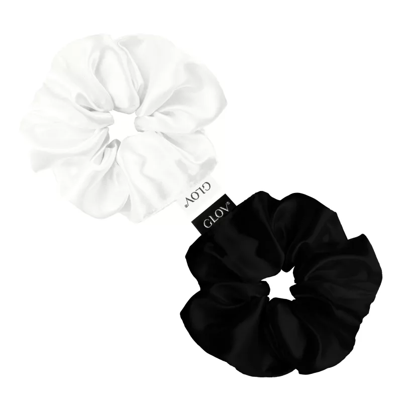 GLOV Satin Scrunchies Plaukų Gumelės Vidutinės Šampanas/Juoda 2 Vnt.