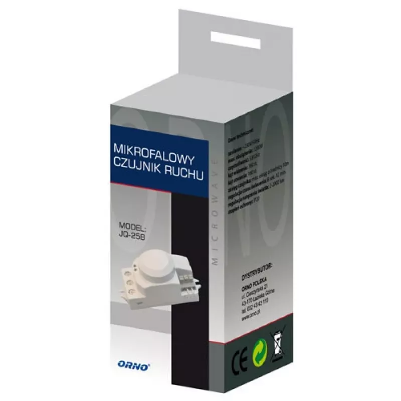 ORNO OR-CR-208 Microwave Motion Sensor, 5.8 GHz, 360°, Ceiling Mount, White