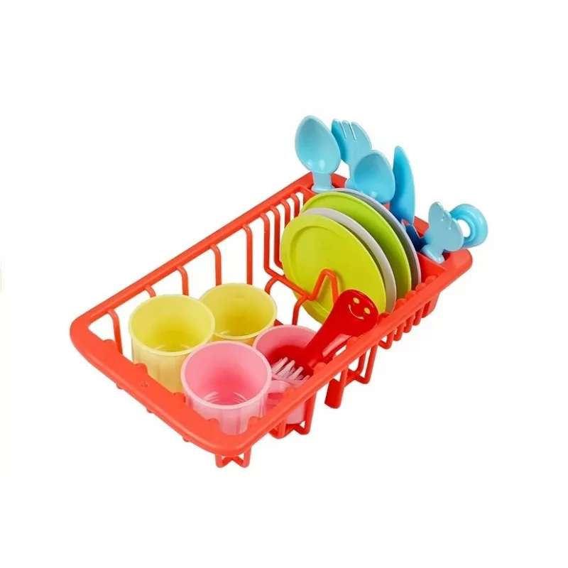 LEAN TOYS Spalvinga kriauklė su čiaupu ir indaplove bei aksesuarais