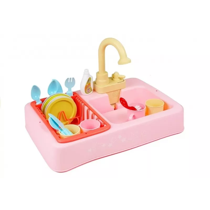 LEAN TOYS Spalvinga kriauklė su čiaupu ir indaplove bei aksesuarais