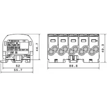 SIMET SIMBLOCK SCB 25-5X Paskirstymo blokas Al/Cu 1x25mm² Įėjimas 5x1.5-16mm² Išėjimas Pilka