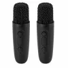 LEAN Karaoke rinkinys su Bluetooth garsiakalbiu, dviem mikrofonais ir LED lemputėmis, juodas