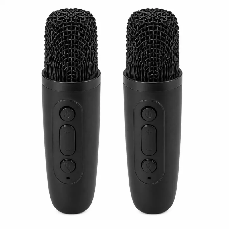 LEAN Karaoke rinkinys su Bluetooth garsiakalbiu, dviem mikrofonais ir LED lemputėmis, juodas
