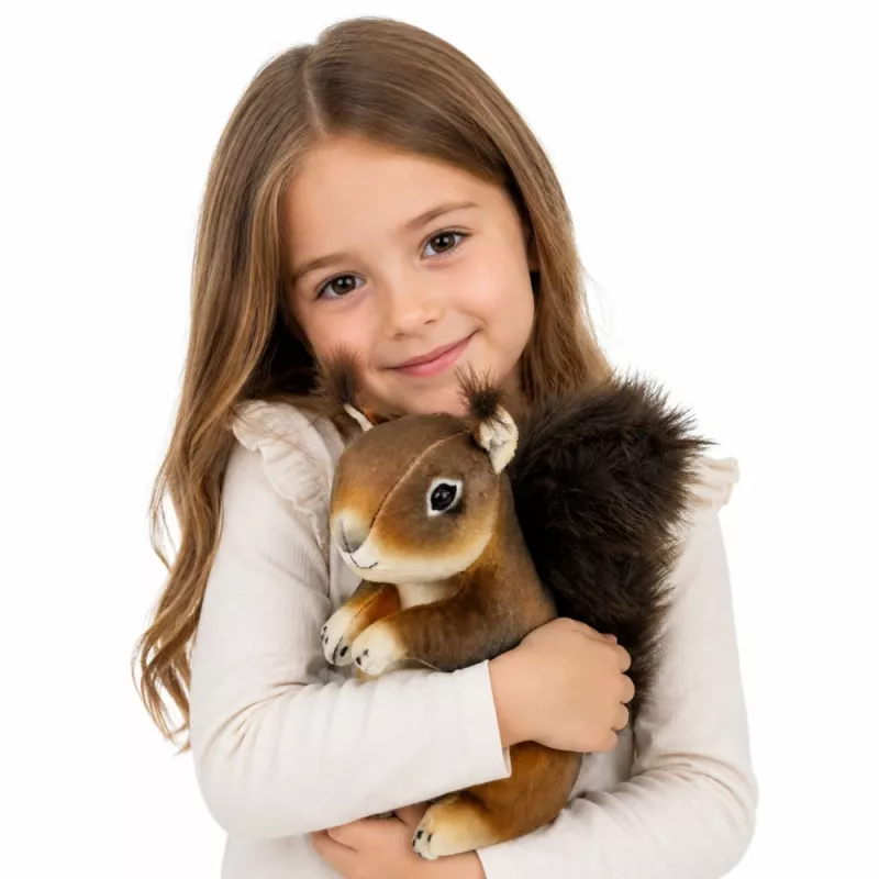 LEAN TOYS Plush Squirrel Mascot Cuddly Toy Realistic Brown 22 cm