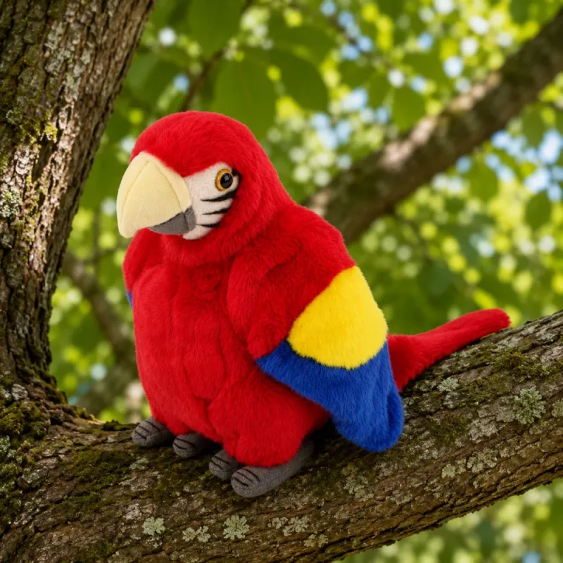 LEAN TOYS Plush Parrot Macaw Exotic Bird Mascot Cuddly Toy Red 24 cm