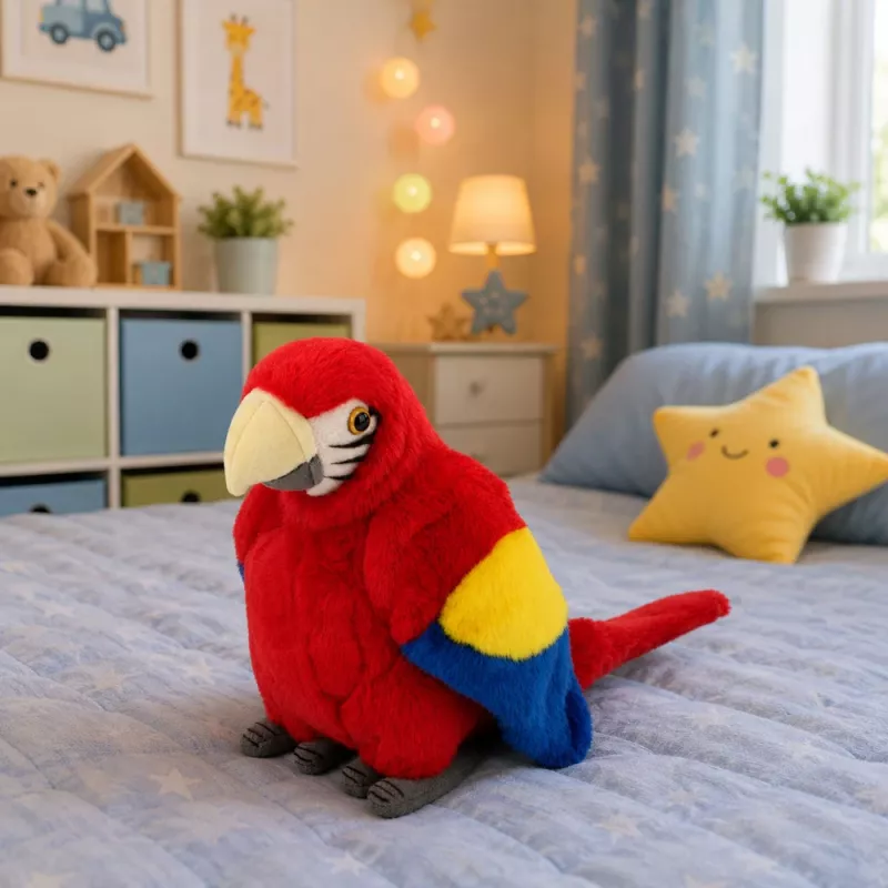 LEAN TOYS Plush Parrot Macaw Exotic Bird Mascot Cuddly Toy Red 24 cm