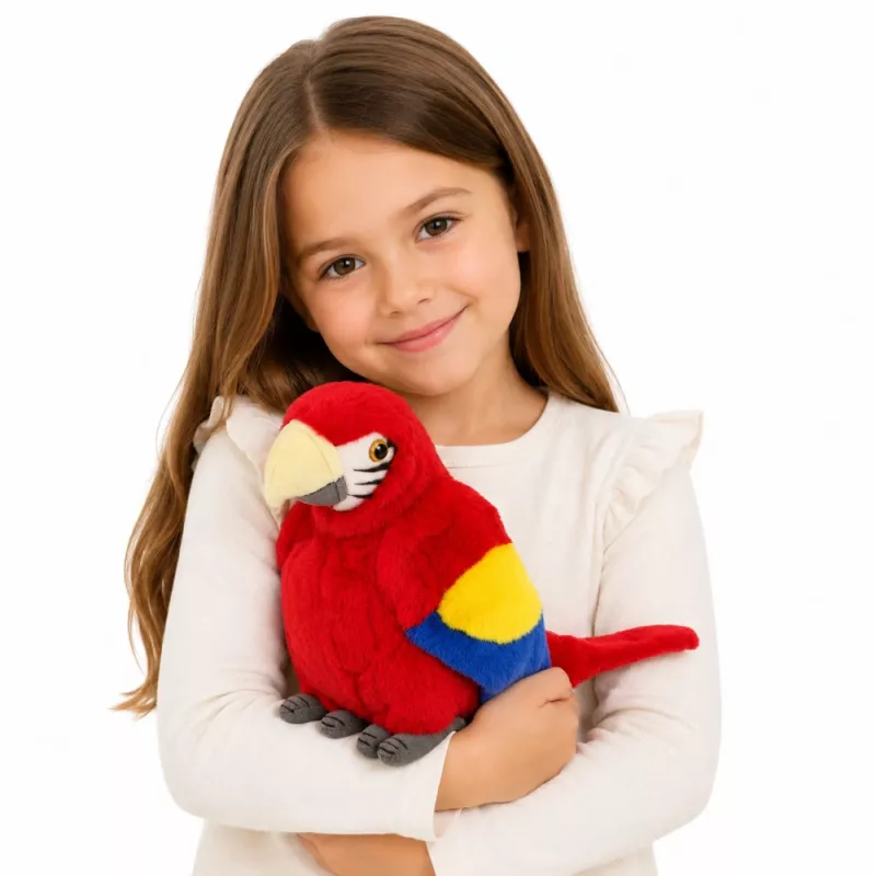 LEAN TOYS Plush Parrot Macaw Exotic Bird Mascot Cuddly Toy Red 24 cm