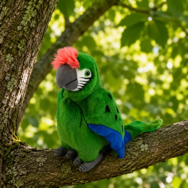 LEAN TOYS Plush Parrot Macaw Exotic Bird Mascot Cuddly Toy Green 24 cm