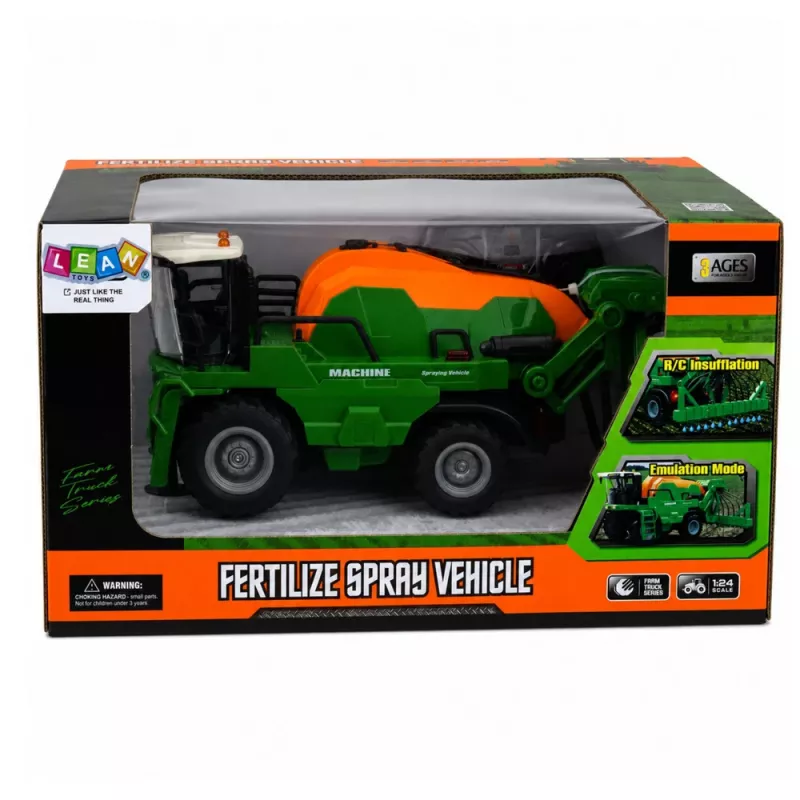 LEAN TOYS Žemės ūkio kombainas su purkštuvu, purškimo funkcija, šviesomis, garsais, 1:24