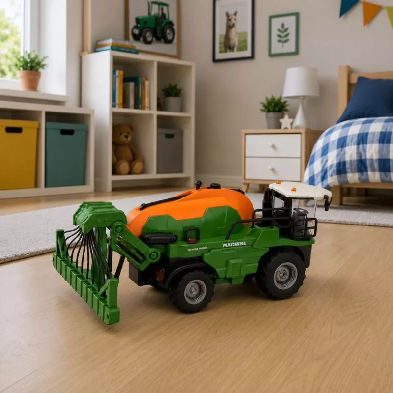 LEAN TOYS Žemės ūkio kombainas su purkštuvu, purškimo funkcija, šviesomis, garsais, 1:24