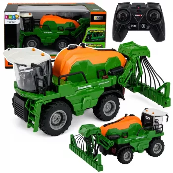 LEAN TOYS Žemės ūkio kombainas su purkštuvu, purškimo funkcija, šviesomis, garsais, 1:24