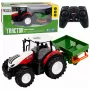 LEAN TOYS RC nuotoliniu valdymu žemės ūkio traktorius su sėjamąja, šviesomis, raudonas, 1:24
