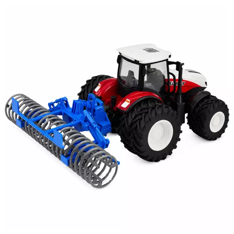 LEAN TOYS nuotoliniu valdymu traktorius su volu RC šviesomis raudonas 1:24