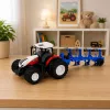 LEAN TOYS RC nuotoliniu valdymu žemės ūkio traktorius su dviejų vagų plūgu raudonas 1:24