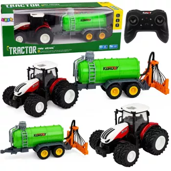 LEAN TOYS Nuotoliniu valdymu žemės ūkio traktorius su skystųjų trąšų purkštuvu 1:24