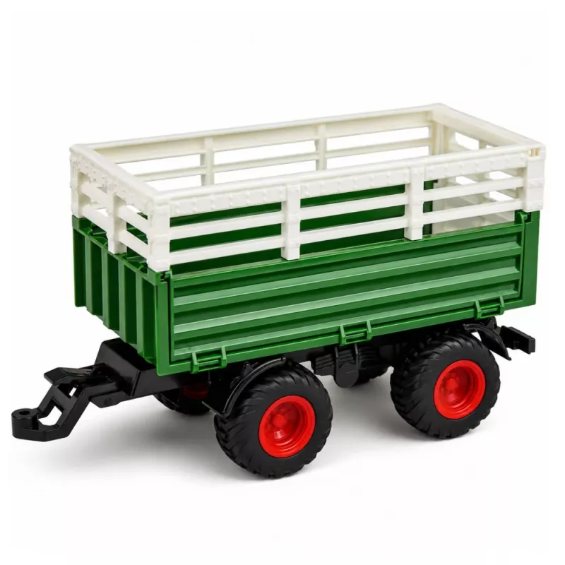 LEAN TOYS nuotoliniu valdymu valdomas ūkinis traktorius su priekaba ir karvės figūrėle 1:24