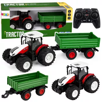 LEAN TOYS nuotoliniu valdymu ūkio traktorius su savivarčio priekaba, šviesomis, garsu 1:24