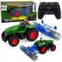 LEAN TOYS RC Green Tractor with Roller and Farmer 1:24 Remote Controlled