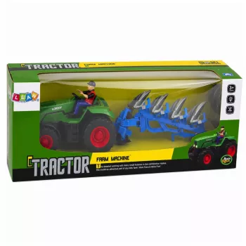 LEAN TOYS RC traktorius su plūgu ir ūkininku nuotoliniu valdymu šviesomis žalias 1:24