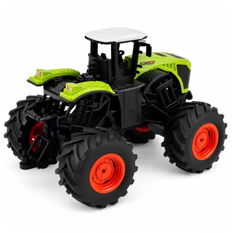 LEAN TOYS Tall nuotoliniu valdymu valdomas ūkio traktorius su žaliomis šviesomis ir garsais 1:16