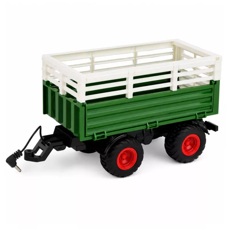LEAN TOYS Nuotoliniu Valdymu Žemės ūkio Traktorius su Savivarčiu Priekaba ir Šviesomis 1:24
