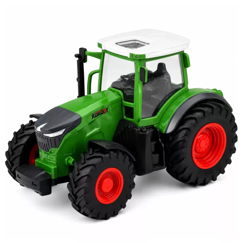 LEAN TOYS Nuotoliniu Valdymu Žemės ūkio Traktorius su Savivarčiu Priekaba ir Šviesomis 1:24