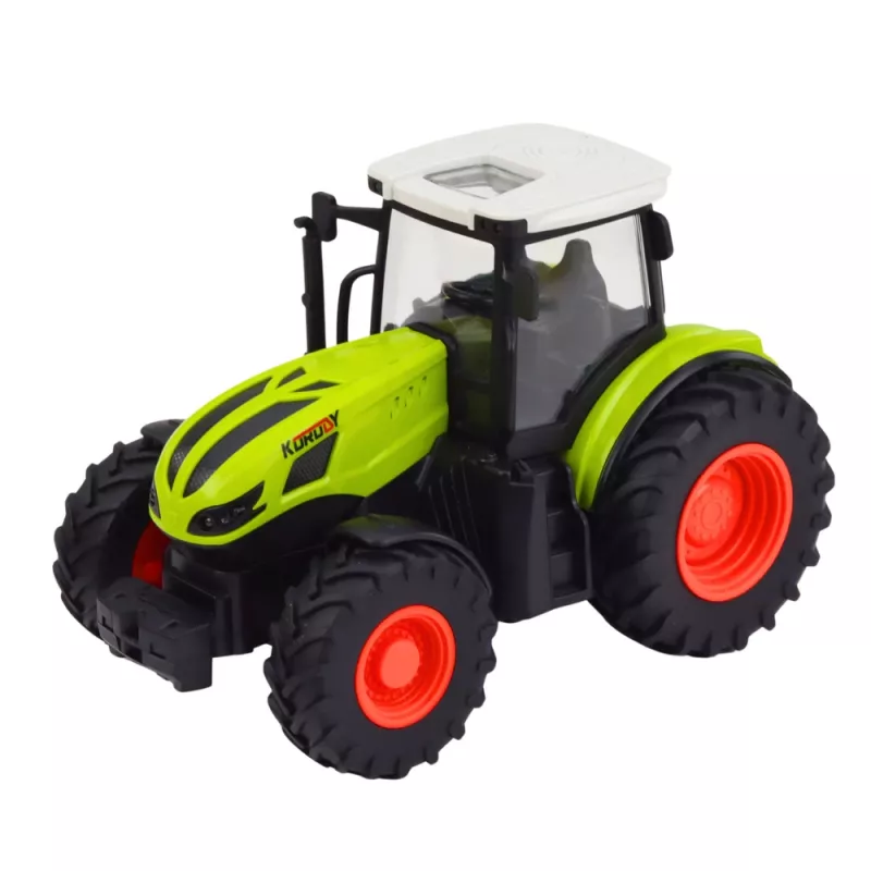 LEAN TOYS nuotolinio valdymo ūkio traktorius su šieno rulių priekaba ir žibintais 1:24