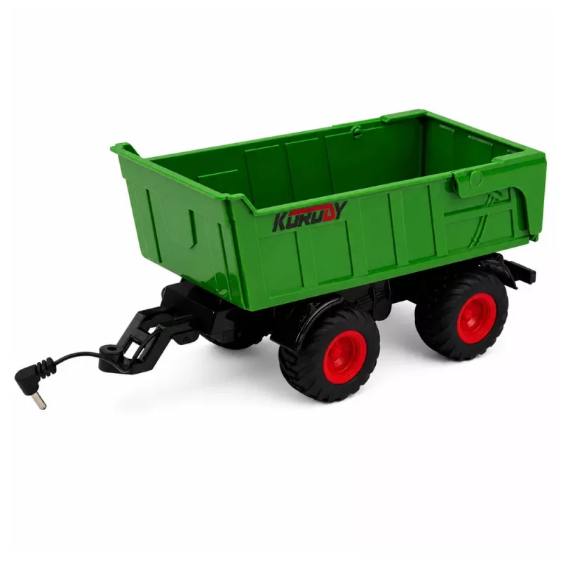 LEAN TOYS nuotoliniu valdymu žemės ūkio traktorius su savivarčio priekaba ir šviesomis 1:24