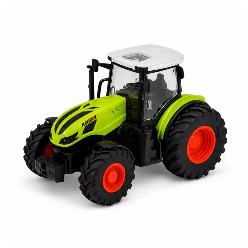 LEAN TOYS nuotoliniu valdymu žemės ūkio traktorius su savivarčio priekaba ir šviesomis 1:24