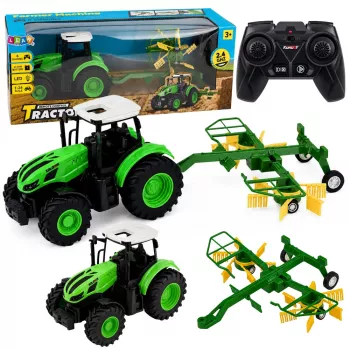 LEAN TOYS nuotoliniu valdymu ūkio traktorius su grėbliu RC šviesomis 1:24