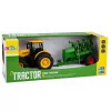 LEAN TOYS Žemės ūkio traktorius su sėjamąja ir kultivatoriumi, šviesos ir garsai, geltonas, 1:24
