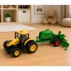 LEAN TOYS Žemės ūkio traktorius su sėjamąja ir kultivatoriumi, šviesos ir garsai, geltonas, 1:24