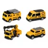 LEAN TOYS Sunkvežimis su kranu ir transporto priemonių vežėju, šviesos ir garsai, geltonas