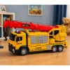 LEAN TOYS Sunkvežimis su kranu ir transporto priemonių vežėju, šviesos ir garsai, geltonas