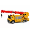 LEAN TOYS Sunkvežimis su kranu ir transporto priemonių vežėju, šviesos ir garsai, geltonas