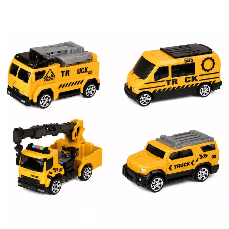 LEAN TOYS Sunkvežimis su kranu ir transporto priemonių vežėju, šviesos, garsai, žalias
