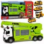 LEAN TOYS Sunkvežimis su kranu ir transporto priemonių vežėju, šviesos, garsai, žalias